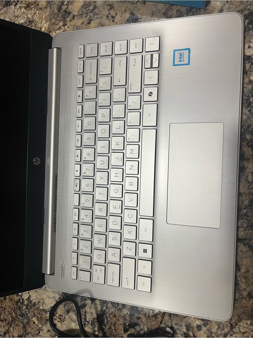 HP Silver Laptop with Charger and HP Accessories